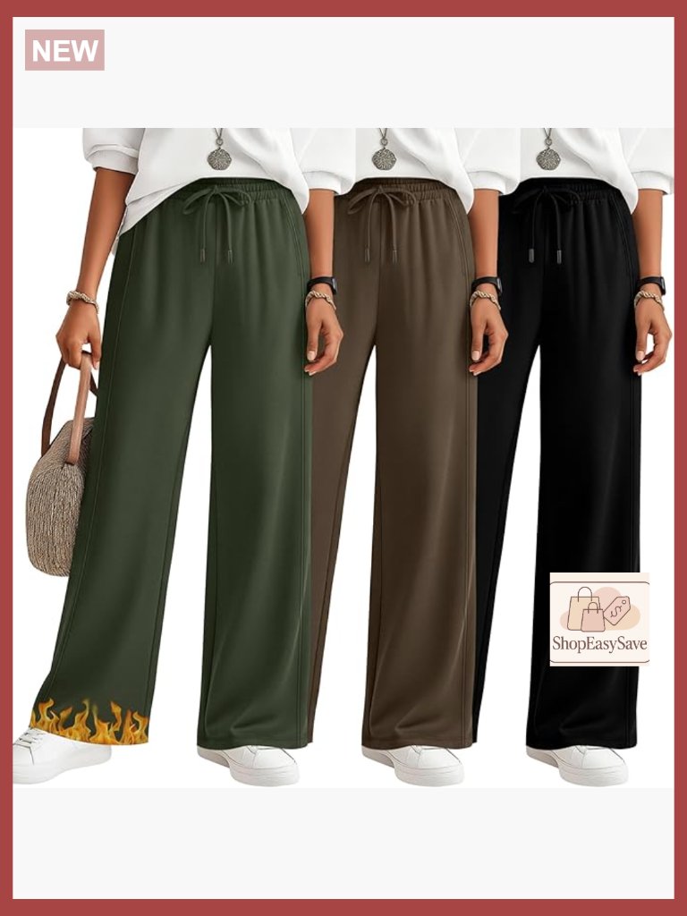 Fleece Lined Sweatpants Thermal Straight Leg Lounge Wide Leg Pants Warm Jogger